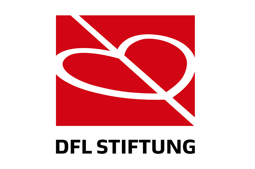 The logo of the DFL Foundation. The center circle of a soccer field in the shape of a heart.
