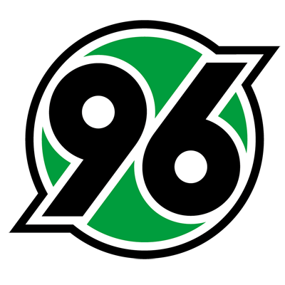 Logo von Hannover 96, grüne Basis mit schwarzer Zahl 96 und weißem Rand.