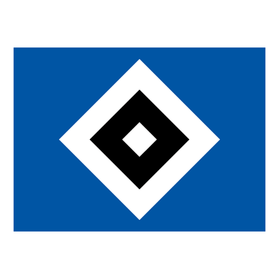 Logo des Hamburger SV, ein blaues Quadrat mit einem stilisierten weißen und schwarzen Diamanten im Zentrum.