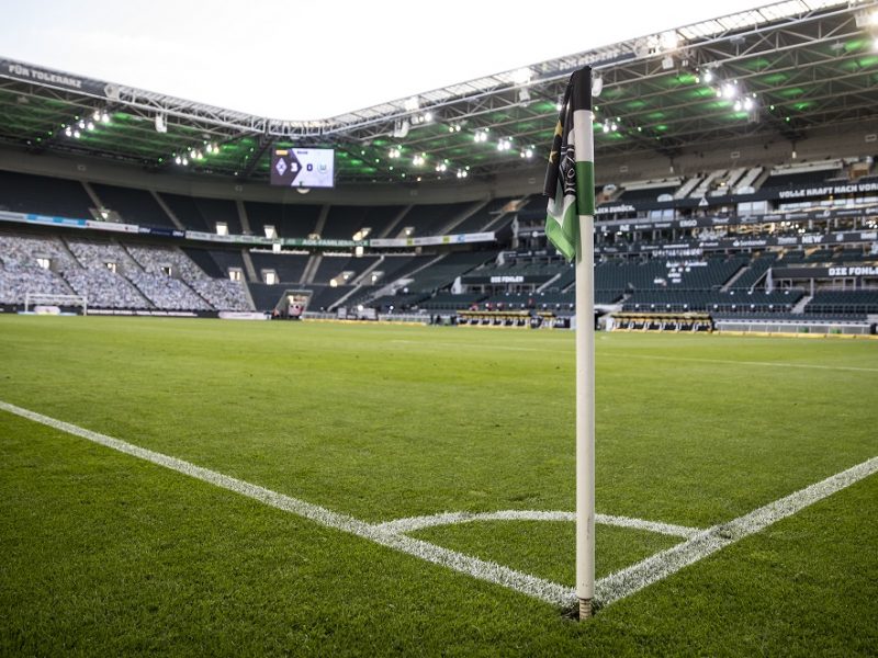 Stadion Borussia Mönchengladbach mit Blick von der Ecke
