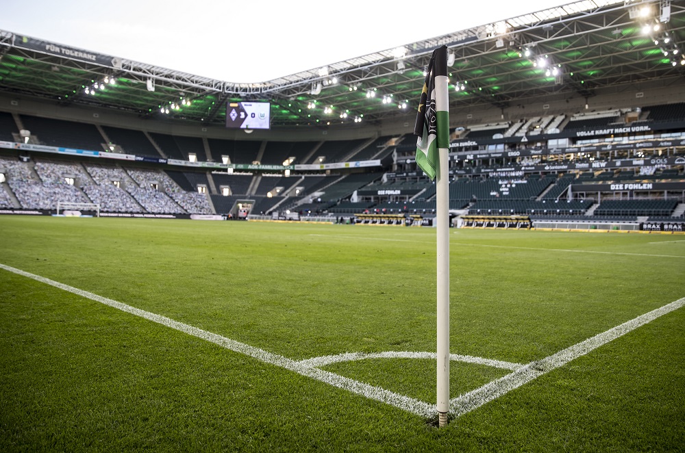 Stadion Borussia Mönchengladbach mit Blick von der Ecke