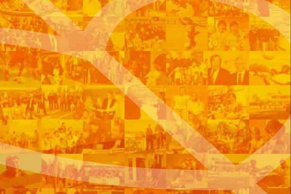 Logo der DFL Stiftung in Herzform auf orangefarbenem Hintergrund.