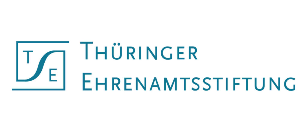 Logo der Thüringer Ehrenamtsstiftung, ein stilisiertes "TE" in einem Quadrat.